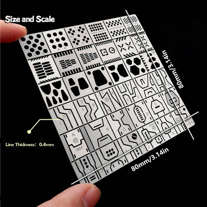 36-in-1 Model Scribing Template Ruler – Precision Line & Groove Drawing Tool for 1/100 & 1/144 Scale Crafts