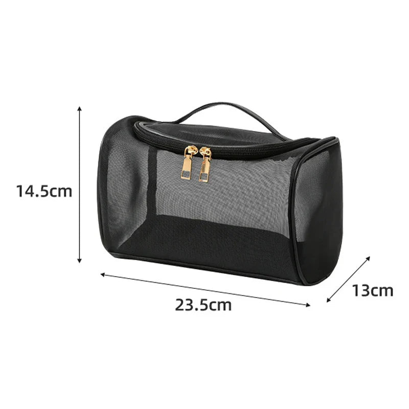 Toiletry Travel Bag – Large Capacity Mesh Makeup Pouch with Zipper, Shower Organizer Tote for Cosmetics and Personal Care