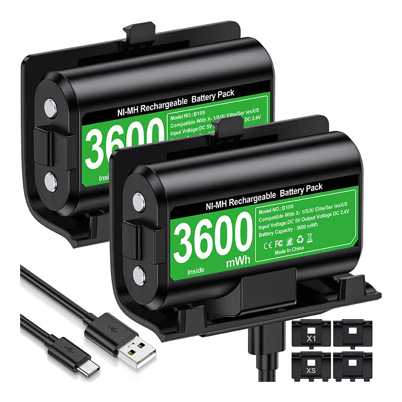BEBONCOOL 2x3600mWh Rechargeable Batteries for Xbox One & Series S/X Controllers | Xbox Accessories Pack