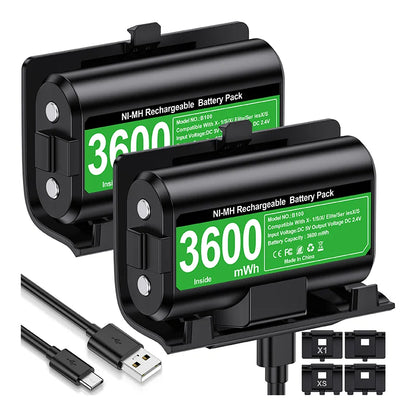 BEBONCOOL 2x3600mWh Rechargeable Batteries for Xbox One & Series S/X Controllers | Xbox Accessories Pack