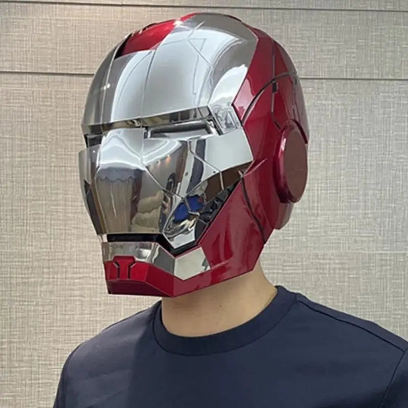 1:1 Iron Man Helmet Mk5 to Mk50 – Avengers War Machine Cosplay with Electric Open/Close, English Voice & Remote Control, Christmas Gift Toy