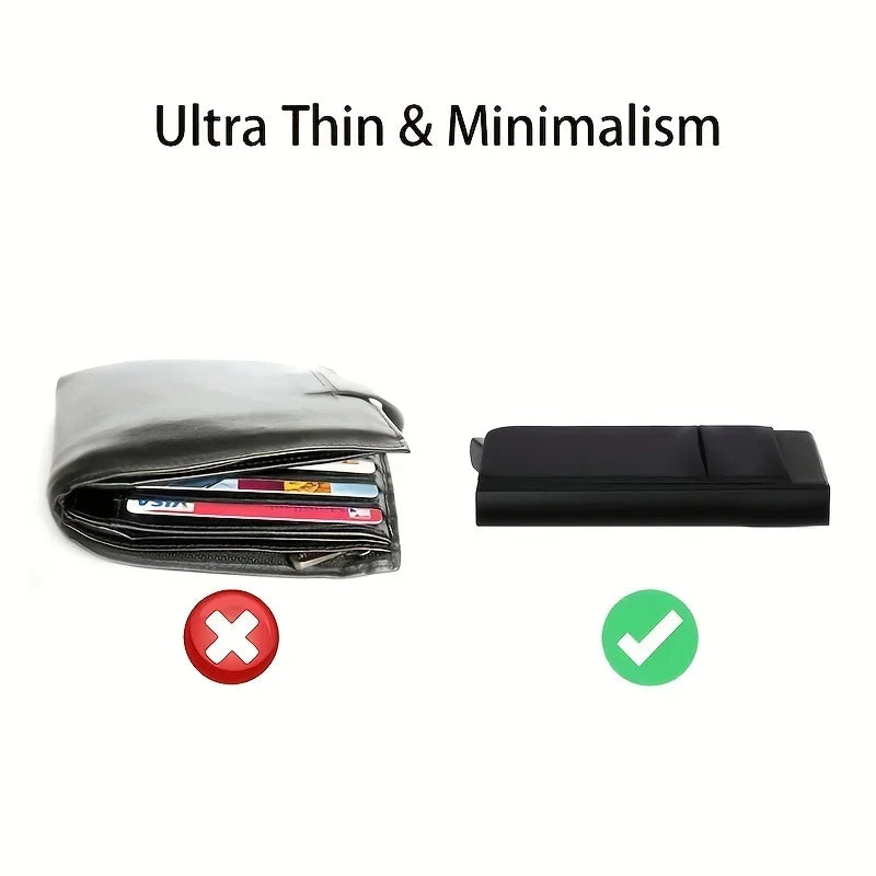 Automatic Flip Card Holder Sleeve — Large Capacity Metal Wallet with 12 Slots, Anti-Theft Credit Card Case for Men
