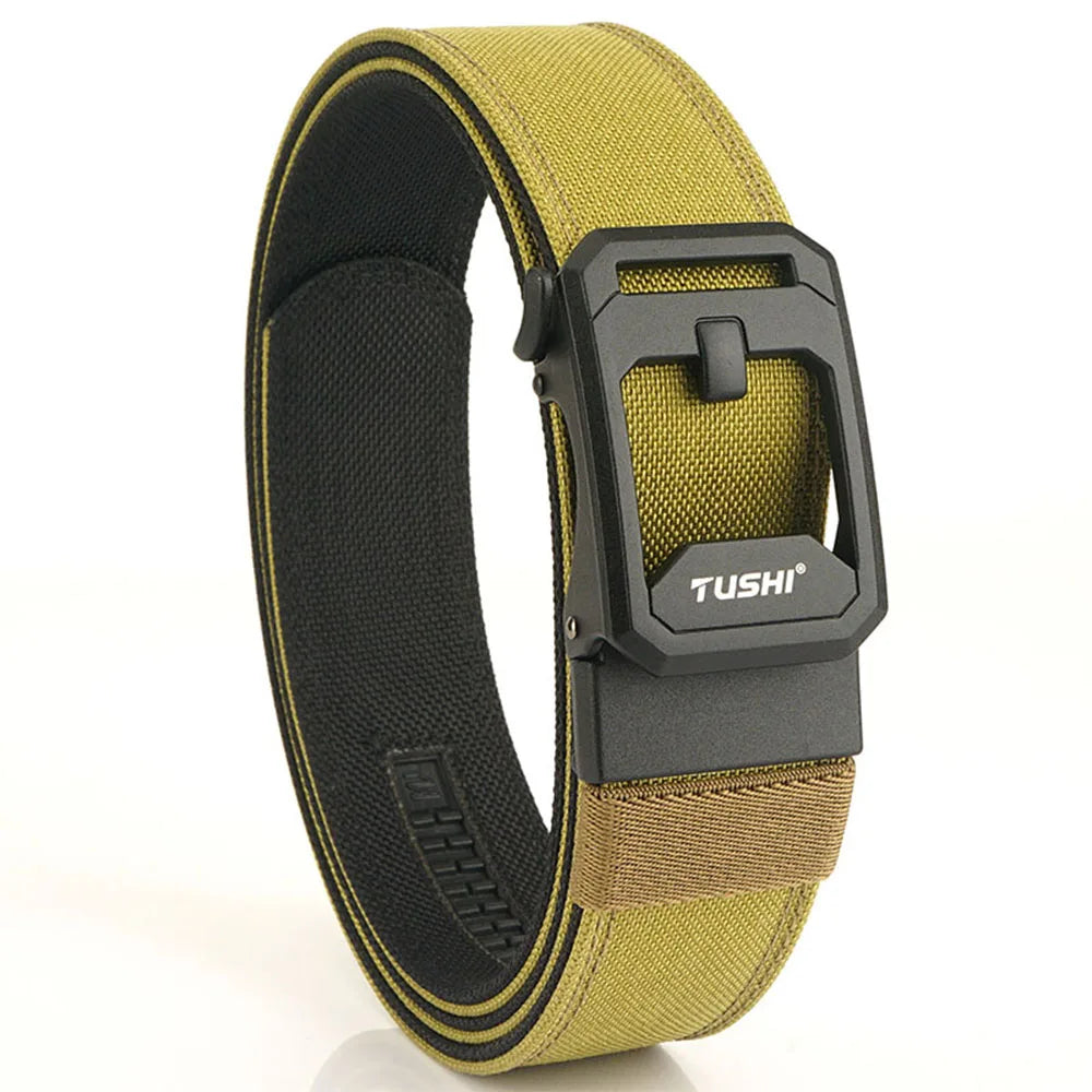 TUSHI Men's Military Tactical Belt – Heavy-Duty Sturdy Nylon with Automatic Buckle for Outdoor & Casual Wear