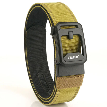 TUSHI Men's Military Tactical Belt – Heavy-Duty Sturdy Nylon with Automatic Buckle for Outdoor & Casual Wear
