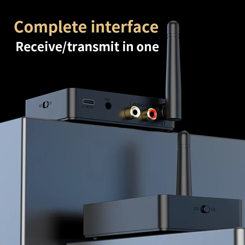 Qualcomm Bluetooth 5.3 aptX/HD/LL Audio Adapter | 3.5mm AUX, R/L Wireless Stereo Receiver & Transmitter for Dual Bluetooth Device Connection