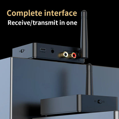 Qualcomm Bluetooth 5.3 aptX/HD/LL Audio Adapter | 3.5mm AUX, R/L Wireless Stereo Receiver & Transmitter for Dual Bluetooth Device Connection