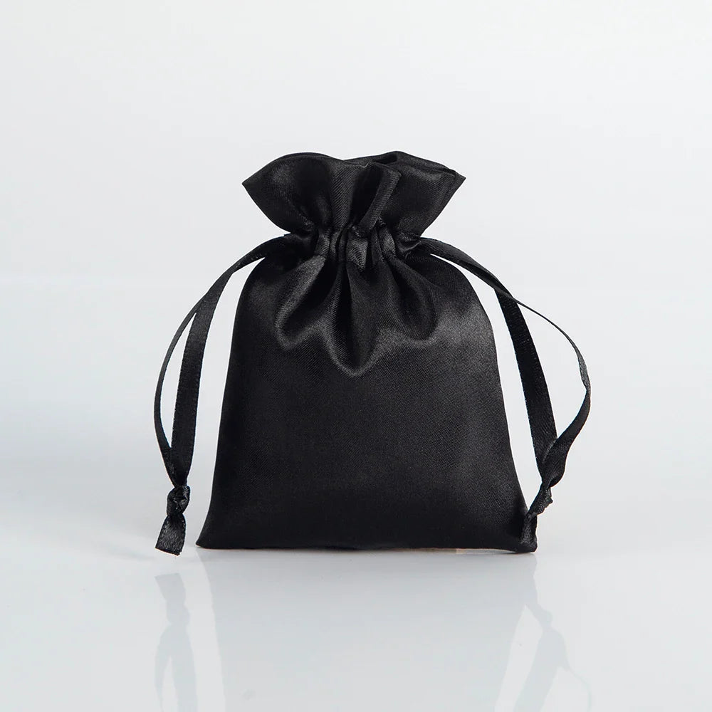 100PCS Silk Satin Jewelry Gift Bags – Drawstring Pouches for Necklace, Bracelet & Earrings, Wedding Party Favor & Christmas Gift Packaging, Custom Logo Ready