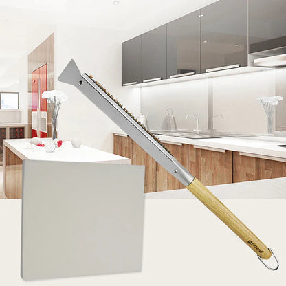 Kitchen Pizza Oven Copper Brush with Wood Handle - Bristle Brass Grill Cleaning Small Brush for Oven Cleaner