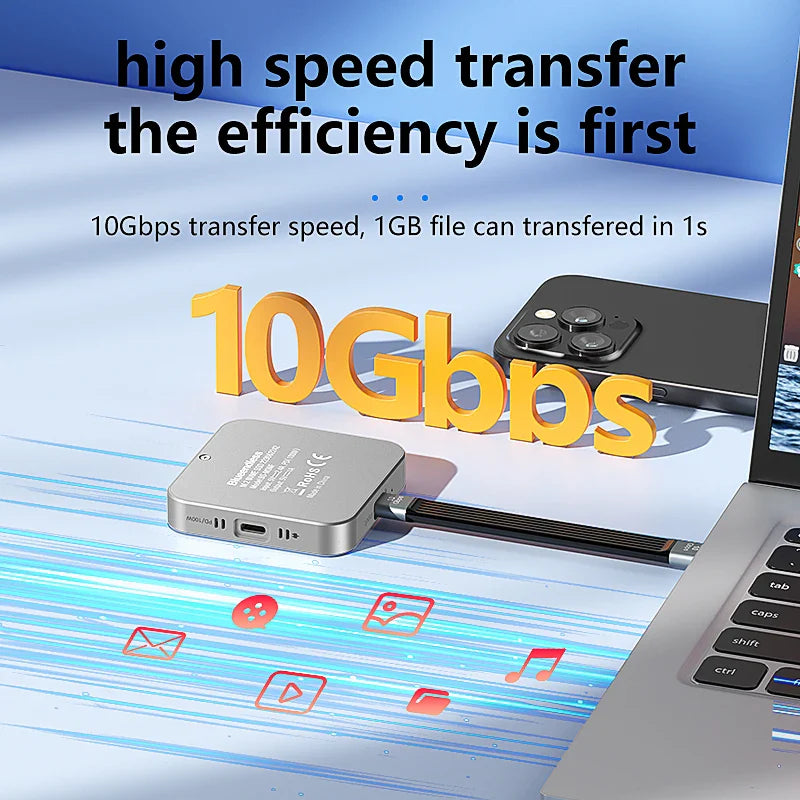 Blueendless Magnetic NVMe SSD Enclosure M2 2230/2242 with Cooling Fan, 100W PD USB-C Case for iPhone & Mac