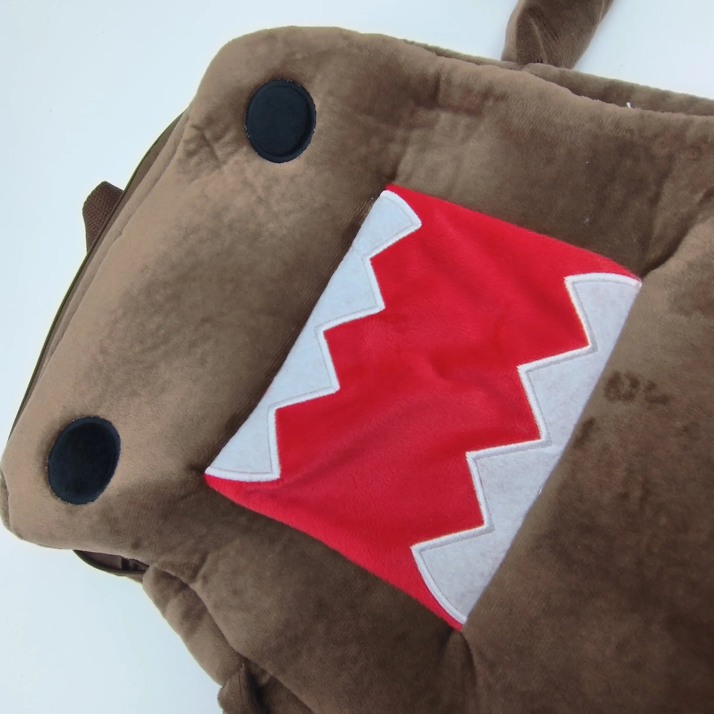 Domo Kun Plush Backpack - Cute Brown Stuffed Shoulder Messenger Bag for Adults