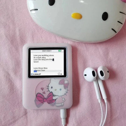 Kawaii Hello Kitty Mini MP3 Player – Cartoon Anime Portable Music Walkman for Students, Sports & External Sound Playback
