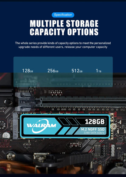 WALRAM M.2 NGFF SATA SSD — 128GB-1TB 2280 Internal Solid State Drive for PC, Desktop & Laptop