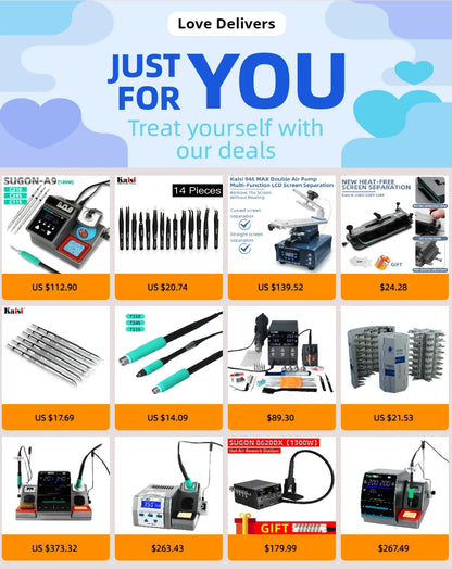 SUGON 8630Pro 1300W Hot Air Gun - Digital Display BGA Rework Station with Curved Nozzle for Welding & Desoldering Repair