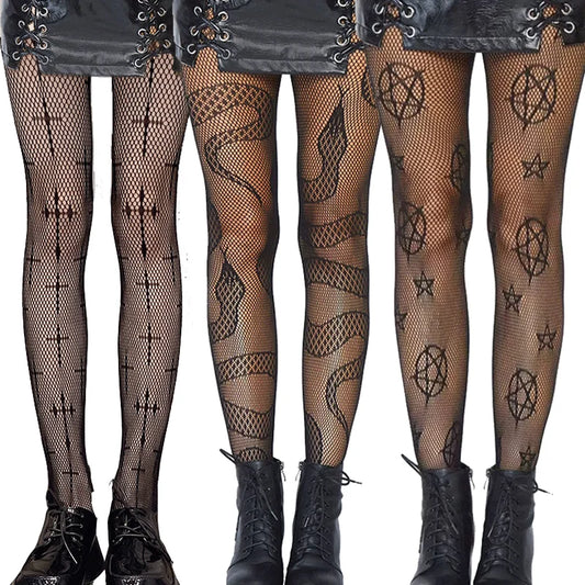 Sexy Women's Leopard Print Mesh Fishnet Pantyhose - Party Tights and Stockings, Lolita JK G Tights for Gothic Fashion