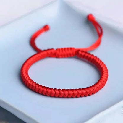 Lucky Red Thread Bracelet — Adjustable Tibetan Buddhist Handwoven Braided Rope Jewelry for Men and Women Wristbands