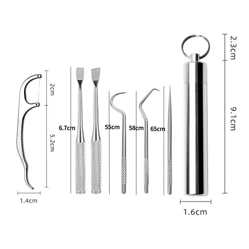 Stainless Steel Reusable Toothpick & Floss Set – Portable Teeth Cleaning Oral Care Kit