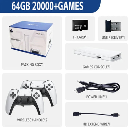 M15 Game Stick Mini TV Handheld Console — Wireless Gamepads, 64GB with 20,000+ Retro Games, HD Output, Two-Player for PS1 and More
