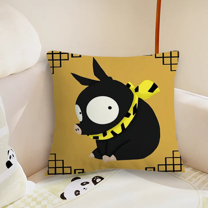 Anime Cute Ranma P-chan & Ryoga Pig Cushion Cover – Sofa, Bedroom & Office Pillow Case for Nap Time