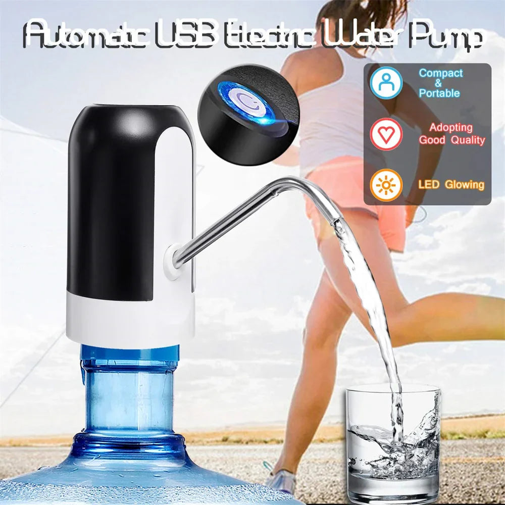Electric Portable Water Dispenser Pump for 5 Gallon Bottle: USB Charge with Extension Hose - Barreled Tools