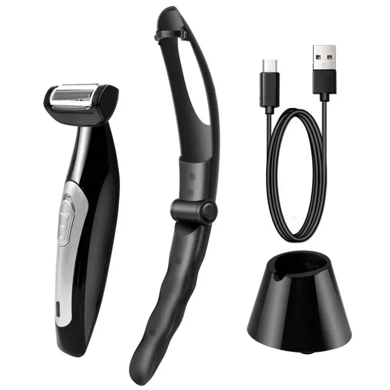 Electric Back Shaver for Men – USB Rechargeable Waterproof Back Hair Trimmer with Extended Handle