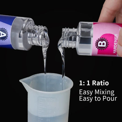 1:1 Crystal Clear Epoxy Resin Kit - High Gloss Bubble Free Art Resin for DIY Casting Coating & Jewelry Making
