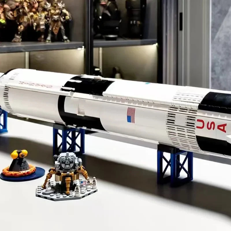 Apollo Saturn V Rocket & Launch Pad Building Set – Classic Model Fit 21309 92176, Educational Blocks Toy for Kids Gift