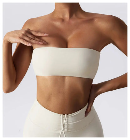 Women’s Strapless Sports Bra — Quick-Dry Yoga & Gym Tube Top | Fitness Chest Wrap Workout Bra