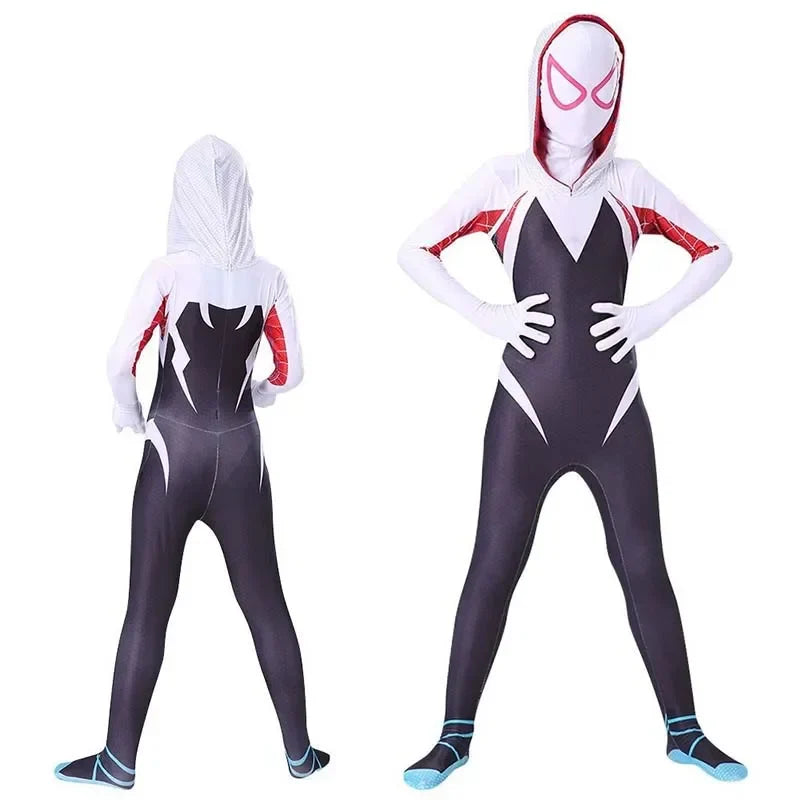Anime Superhero Cosplay Spider-Man Bodysuit — Miles & Gwen Halloween Carnival Party Couple Costume