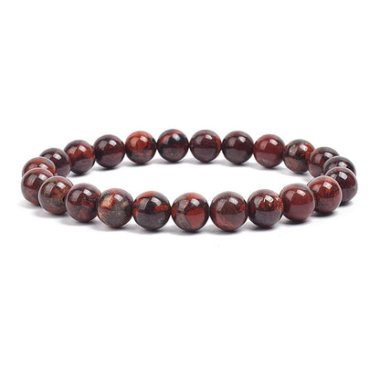 Natural Stone Bead Bracelet - Amethyst Crystal Quartz Aquamarine Jade Agate Elastic Bangle Jewelry for Women & Men