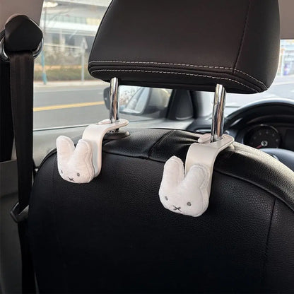 Miffy Rabbit Car Hook Set - 2PCS Cute Multifunctional Seat Backrest Storage Decor