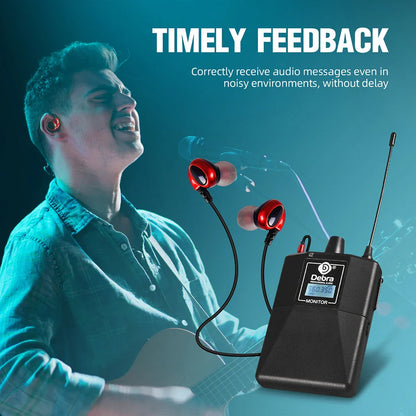 Debra ER102 UHF Wireless In-Ear Monitor System – Multiple Professional Transmitters for Small Concerts & Home Theater