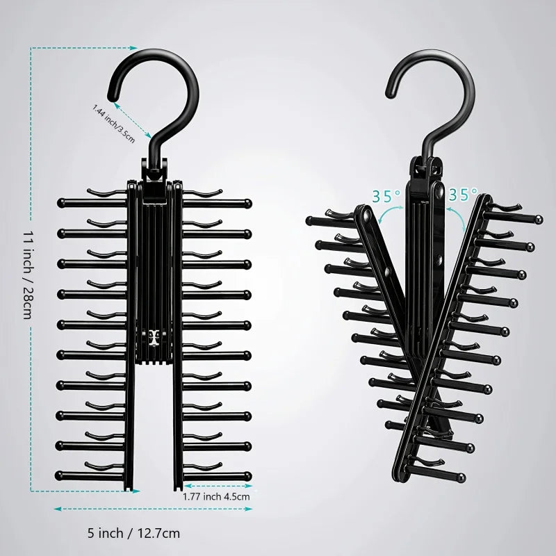 Rotating Tie & Belt Rack — Space-Saving Adjustable Holder with Non-Slip Clips for Home Storage