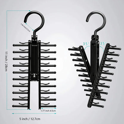 Rotating Tie & Belt Rack — Space-Saving Adjustable Holder with Non-Slip Clips for Home Storage