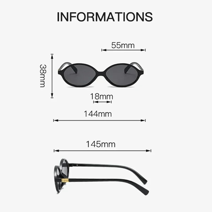 Women's Oval Sunglasses – Retro Small Frame UV400 Clear Lens Fashion Eyewear