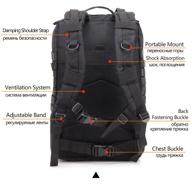 50L Tactical Backpack – Large Capacity Men’s Waterproof Rucksack for Hiking, Camping, Hunting & Outdoor Adventures