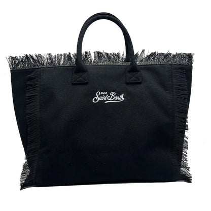 Saint Barth Large Capacity Women's Beach Handbag – European & American Style, Deep Blue Striped Tassel Tote