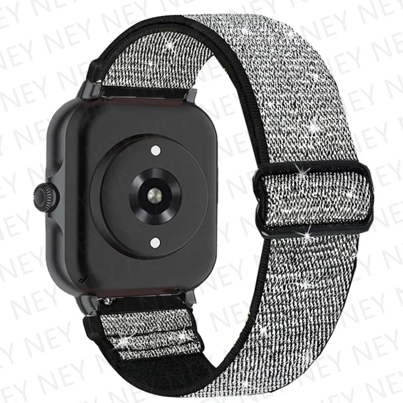 Nylon Elastic Watch Band for Amazfit GTS/GTR 4-3-2, Stratos & Bip Series – Bohemian Shiny Adjustable 20mm/22mm Strap