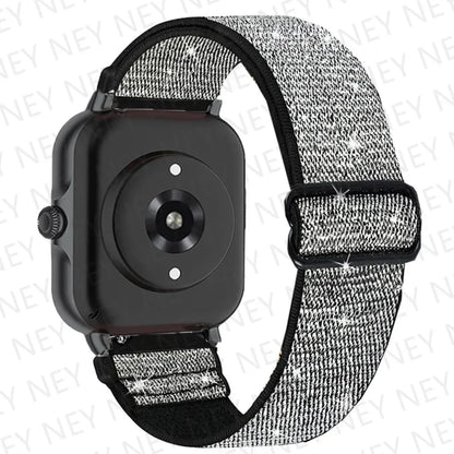 Nylon Elastic Watch Band for Amazfit GTS/GTR 4-3-2, Stratos & Bip Series – Bohemian Shiny Adjustable 20mm/22mm Strap