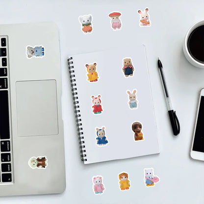 100/200pcs Calico Critters Stickers — Waterproof Cartoon Decals for Laptops, Scrapbooks, Skateboards & Kids’ Decor