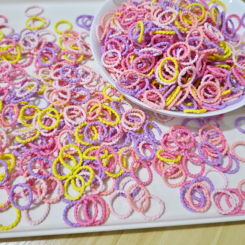 [100 Pack] Baby Rubber Bands - High Elastic, Seamless Thumb Rings for Toddlers, Gentle on Hair Scrunchies Set