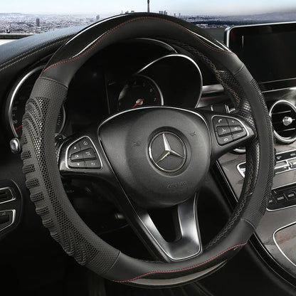 3D Honeycomb Leather Steering Wheel Cover – Durable Anti-Slip Universal Fit for 14.5-15 Inch Wheels