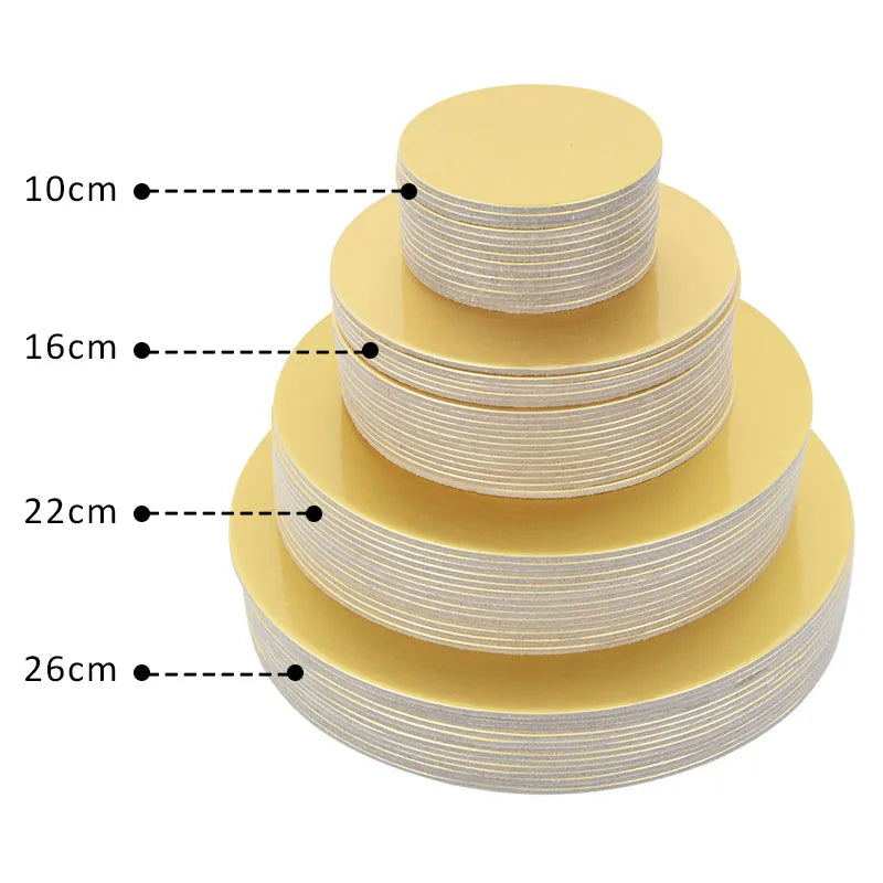 Round Cake Board Set (10/16/22/26cm) – Disposable Paper Bases for Cupcakes & Desserts