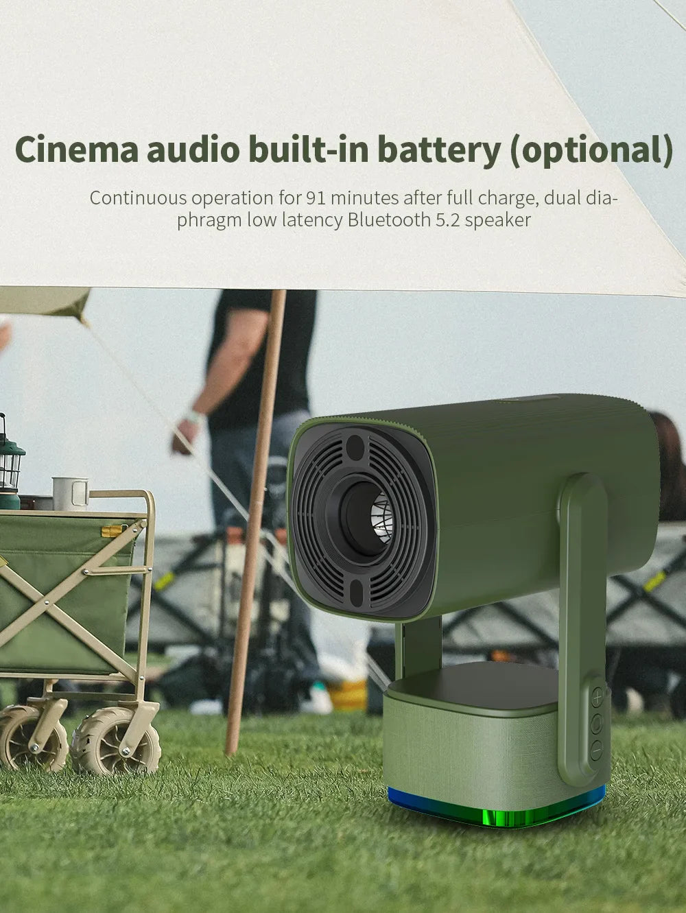 Salange K2 4K Smart Projector - Android 11, Built-in Battery, Bluetooth Speaker, WiFi, Auto Focus & Keystone, Outdoor Movie Ready