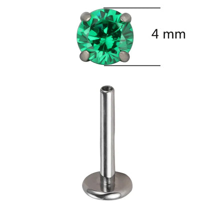 ASTM F136 Titanium CZ Labret Stud Earrings for Ear, Lip & Nose Piercings