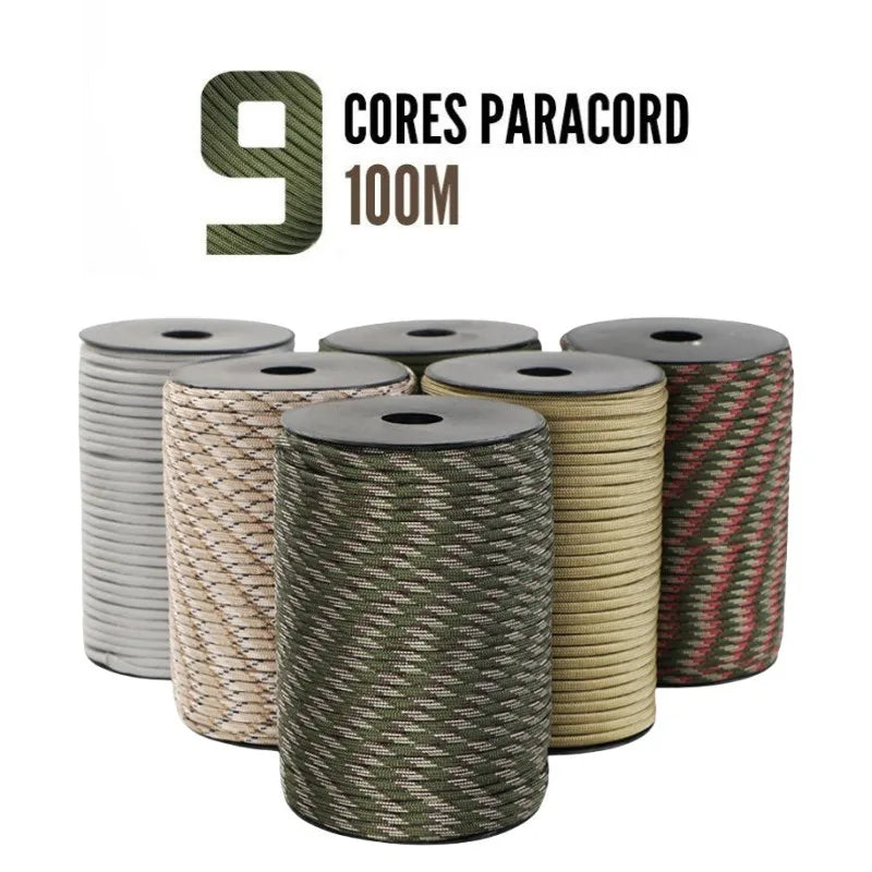 100M 550 Military Standard Paracord Rope – 9 Core 4mm Outdoor Survival, Parachute Cord for Tent, Umbrella, Lanyard Strap