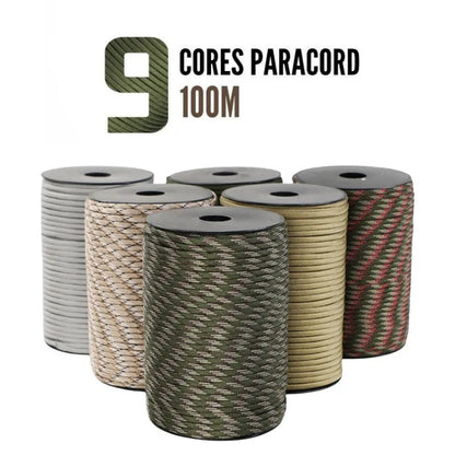 100M 550 Military Standard Paracord Rope – 9 Core 4mm Outdoor Survival, Parachute Cord for Tent, Umbrella, Lanyard Strap