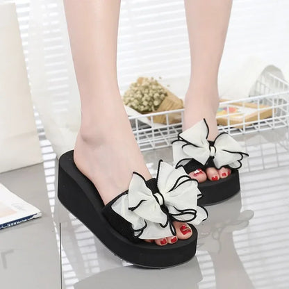 Women’s Bow Platform Sandals - Summer Indoor Outdoor Beach Flip Flops