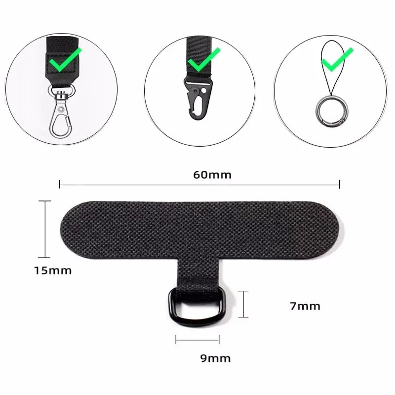 Universal Metal Phone Lanyard Gasket Patch – 1/4PCS Ultra-Thin Mobile Sling Rope, Card Clip Strap & Hang Cord Tab