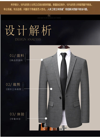 2023 Men’s Two-Button Wedding Suit — Korean Slim Fit Fashion Business Formal Two-Piece Set (Blazer + Trousers)
