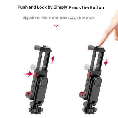 360° Rotatable Phone Tripod Mount with Dual Cold Shoe – Multi-Functional Clamp Holder for Vlogging & Streaming